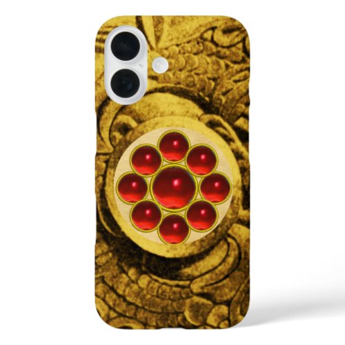 MON WITH RED RUBY GEMSTONS Gold Griffins iPhone 16 Case