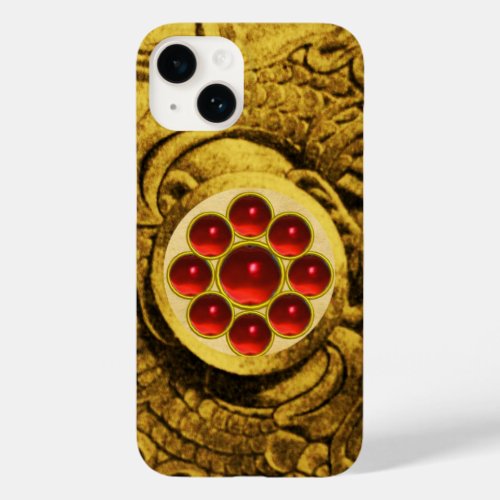 MON WITH RED RUBY GEMSTONS Gold Griffins Case_Mate iPhone 14 Case