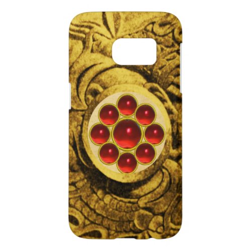 MON WITH RED RUBY GEMSTONS Gold Griffins Samsung Galaxy S7 Case