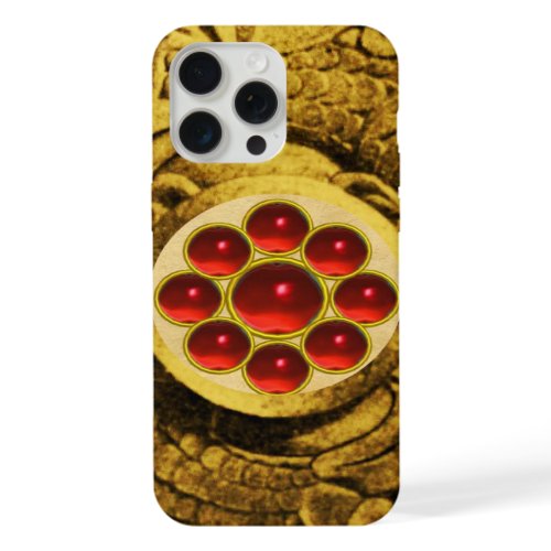 MON WITH RED RUBY GEMSTONS Gold Griffins iPhone 15 Pro Max Case