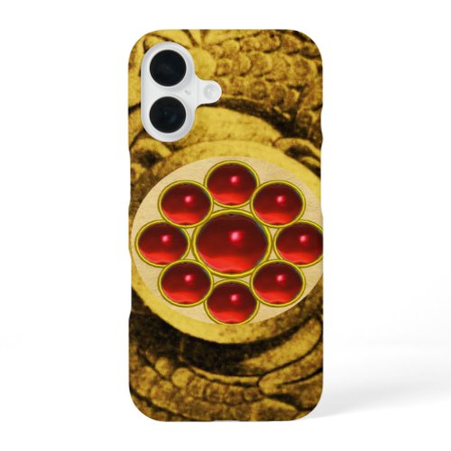 MON WITH RED RUBY GEMSTONS Gold Griffins iPhone 16 Case