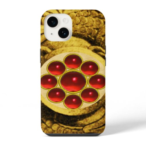 MON WITH RED RUBY GEMSTONS Gold Griffins iPhone 14 Case