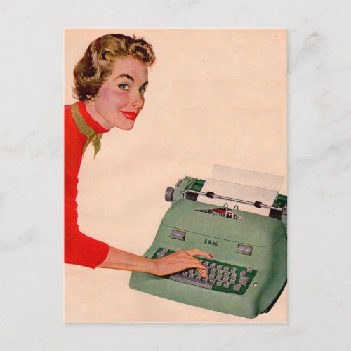Mona and Her New Typewriter Postcard