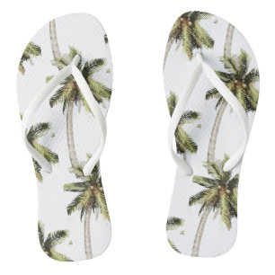 MONA Beach Watercolor Palm Tree Wedding Flip Flops