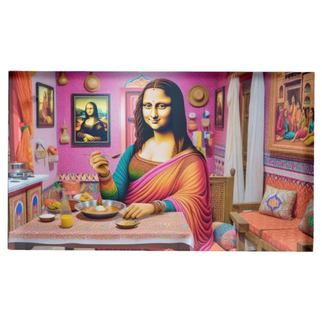 Mona eating Indian foods Place Card Holder (Front)