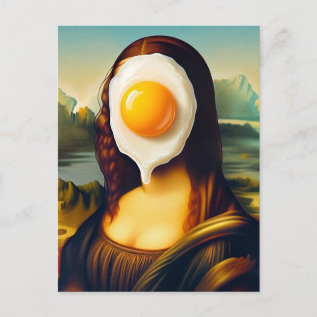 Mona Egg on Her Face Parody fine art Postcard (Front)