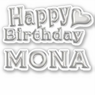 Mona Happy Birthday silver Sticker