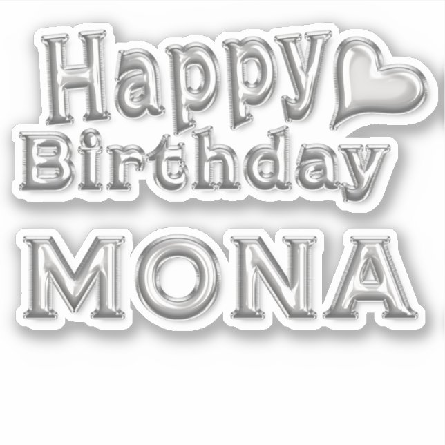 Mona Happy Birthday silver Sticker (Front)