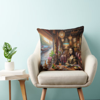 Mona is in a Thai restaurant Throw Pillow