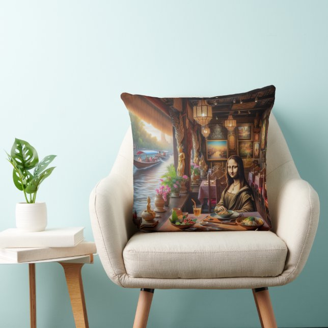 Mona is in a Thai restaurant Throw Pillow (Chair)