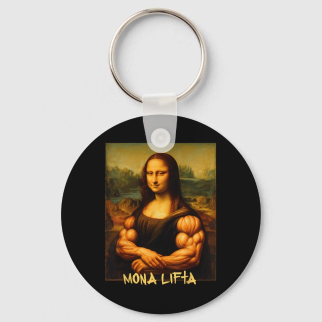 Mona Lifta Muscle Mona Lisa Bodybuilder Gym And Ar Keychain (Front)