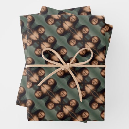 Mona Lisa Abstract Vintage Fine Art Pattern Wrapping Paper Sheets