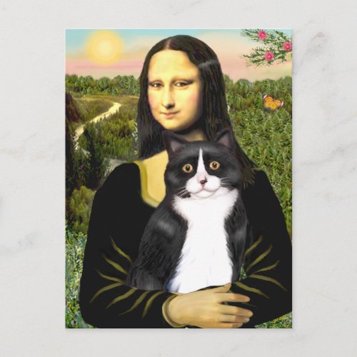 Mona Lisa _ Am SH black and white cat Postcard