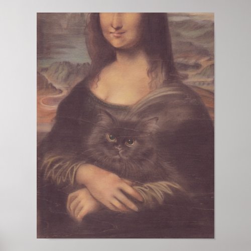 Mona Lisa and cat  Leonardo da Vinci Poster
