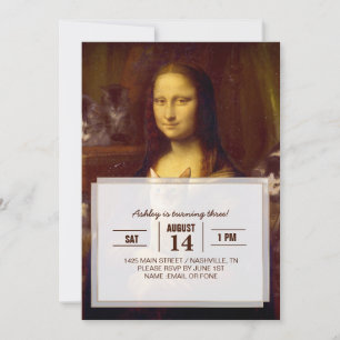 Mona Lisa and her cat Invitation