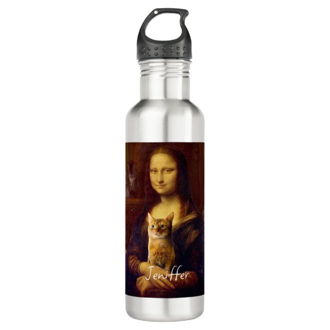 Mona Lisa and her cat                              Stainless Steel Water Bottle (Front)