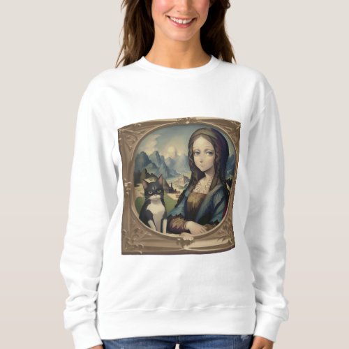 Mona Lisa and her cat  Sweatshirt