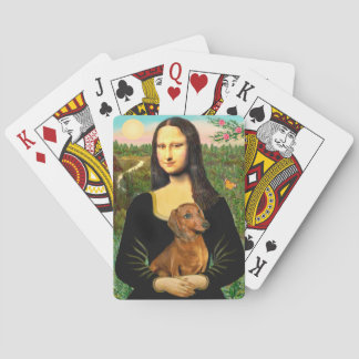 Mona Lisa and her Red Dachshund Poker Cards