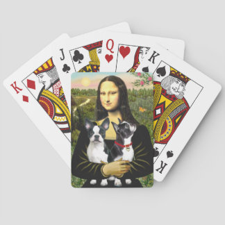 Mona Lisa and her Two Boston Terriers Poker Cards