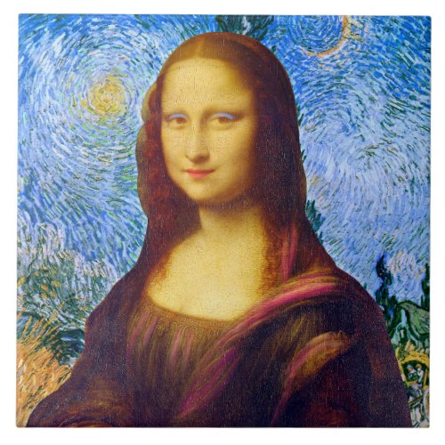 Mona Lisa and Van Gogh  Ceramic Tile