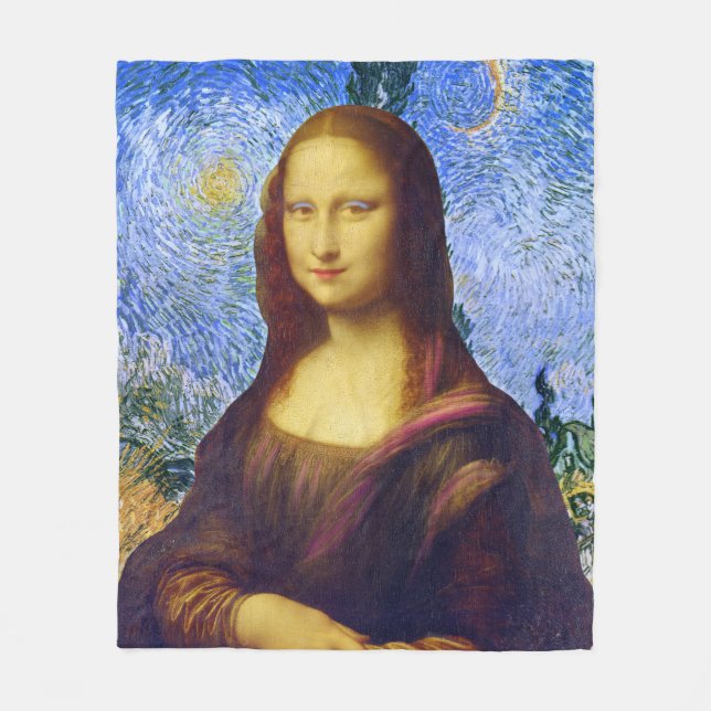 Mona Lisa and Van Gogh  Fleece Blanket (Front)