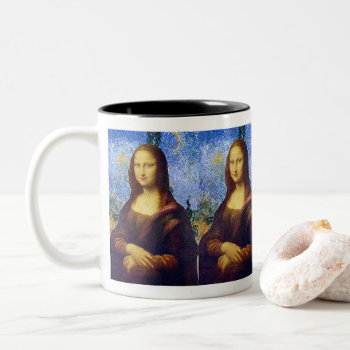 Mona Lisa and Van Gogh Two_Tone Coffee Mug