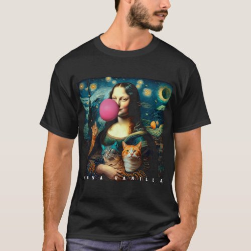 Mona Lisa and Van Gogh with cats Da Vinci  Starr T_Shirt