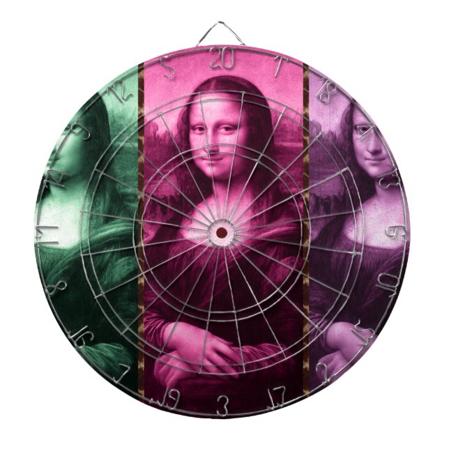 Mona Lisa Animal Print Green Pink Purple Dart Board (Front)