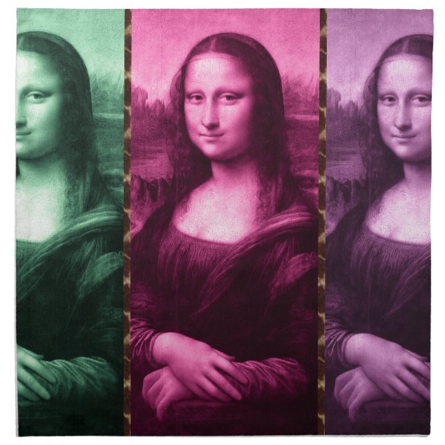 Mona Lisa Animal Print Green Pink Purple Napkin (Front)
