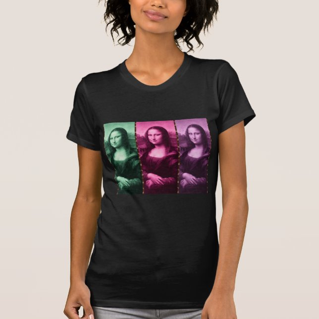 Mona Lisa Animal Print Green Pink Purple T-Shirt (Front)