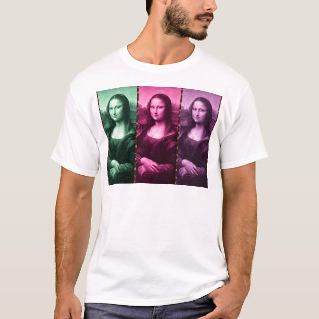 Mona Lisa Animal Print Green Pink Purple T-Shirt (Front)