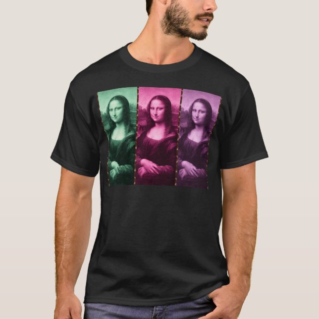 Mona Lisa Animal Print Green Pink Purple T-Shirt (Front)