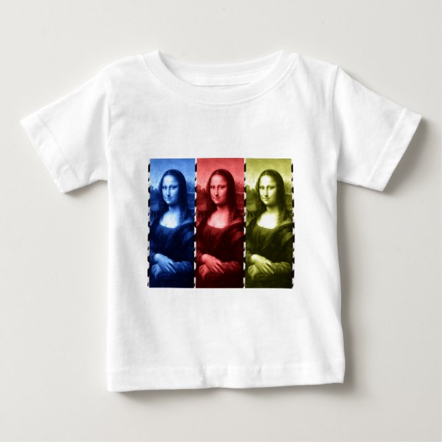 Mona Lisa Animal Print Primary Colors Baby T-Shirt (Front)