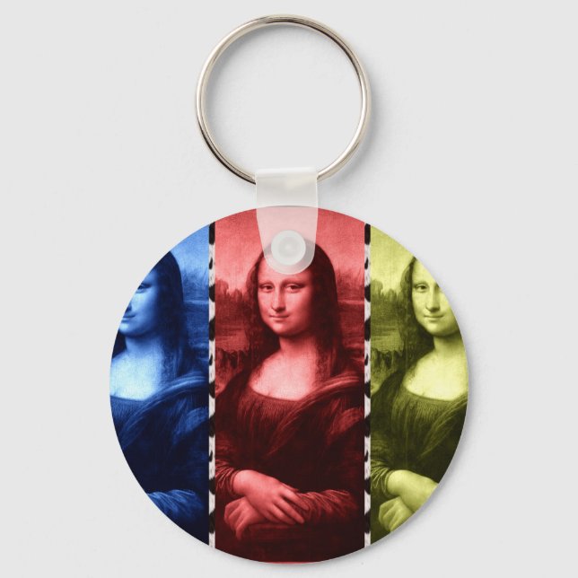 Mona Lisa Animal Print Primary Colors Keychain (Front)