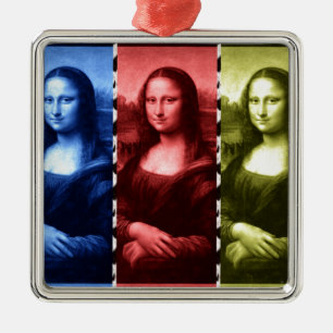 Mona Lisa Animal Print Primary Colors Metal Ornament