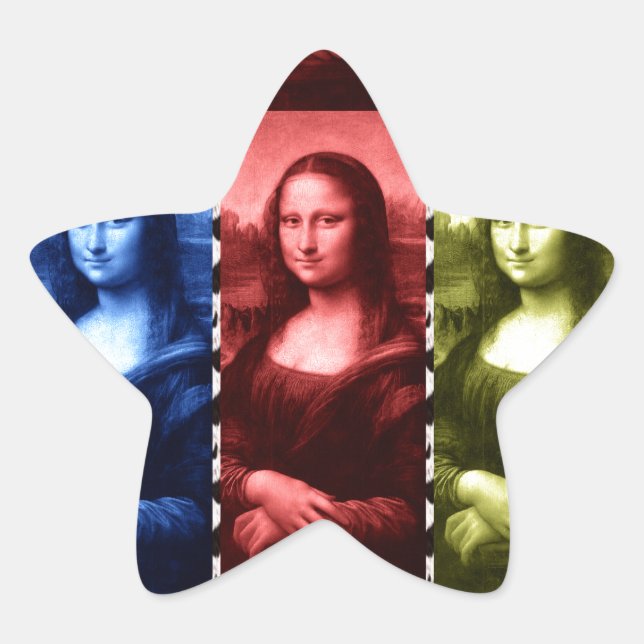 Mona Lisa Animal Print Primary Colors Star Sticker (Front)