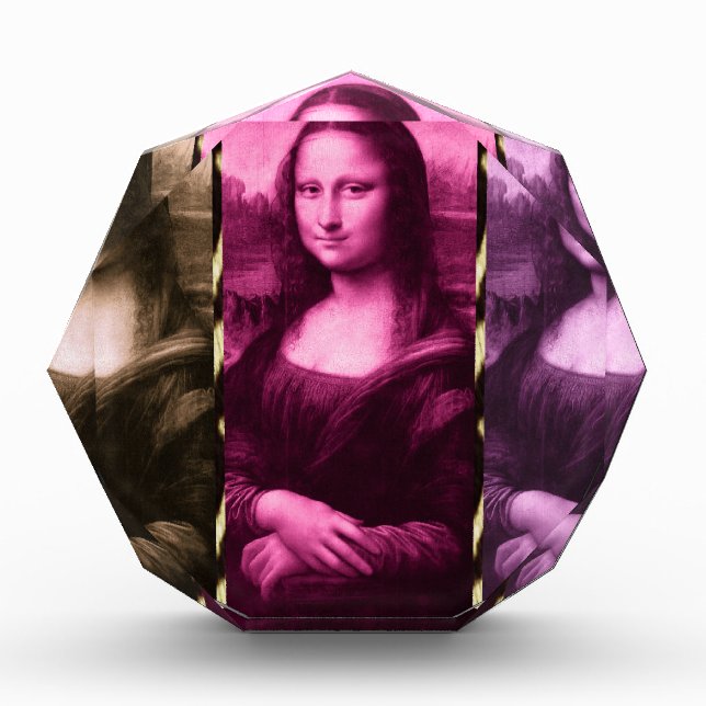 Mona Lisa Animal Print Purple Pink Chocolate Acrylic Award (Front)