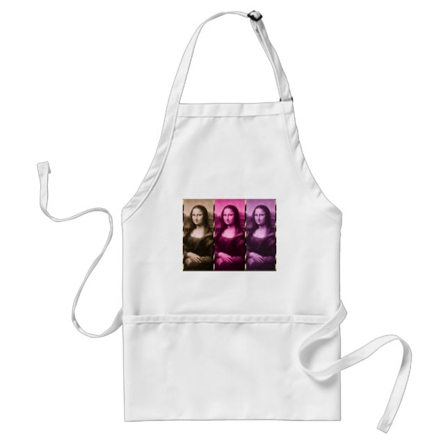 Mona Lisa Animal Print Purple Pink Chocolate Adult Apron (Front)