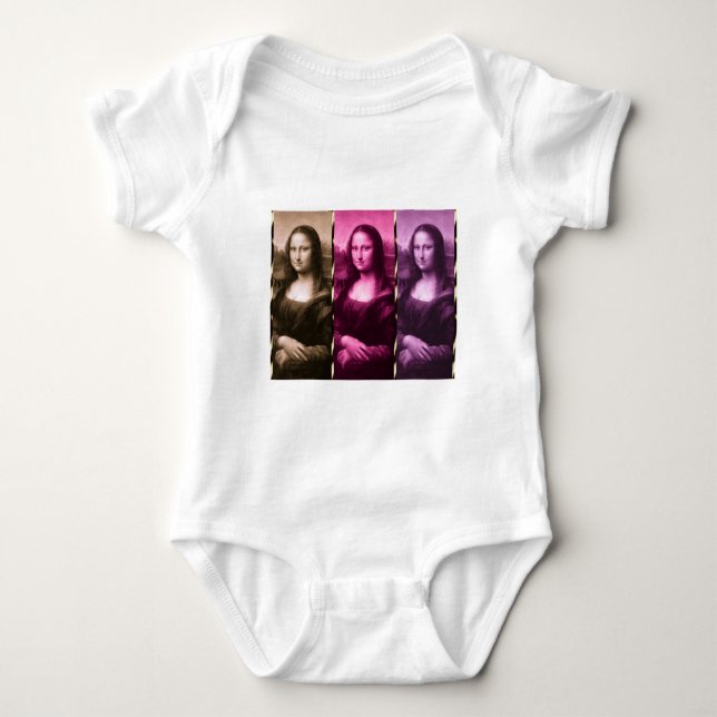 Mona Lisa Animal Print Purple Pink Chocolate Baby Bodysuit (Front)