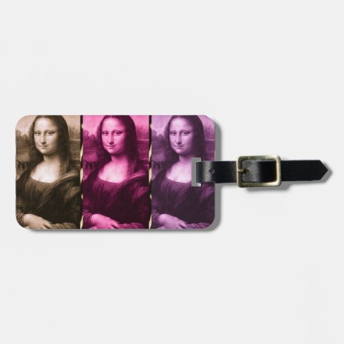 Mona Lisa Animal Print Purple Pink Chocolate Luggage Tag