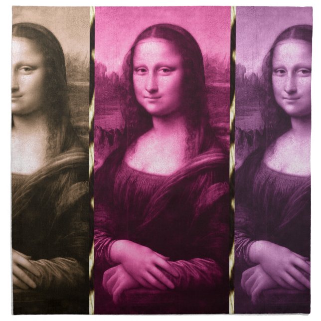 Mona Lisa Animal Print Purple Pink Chocolate Napkin (Front)