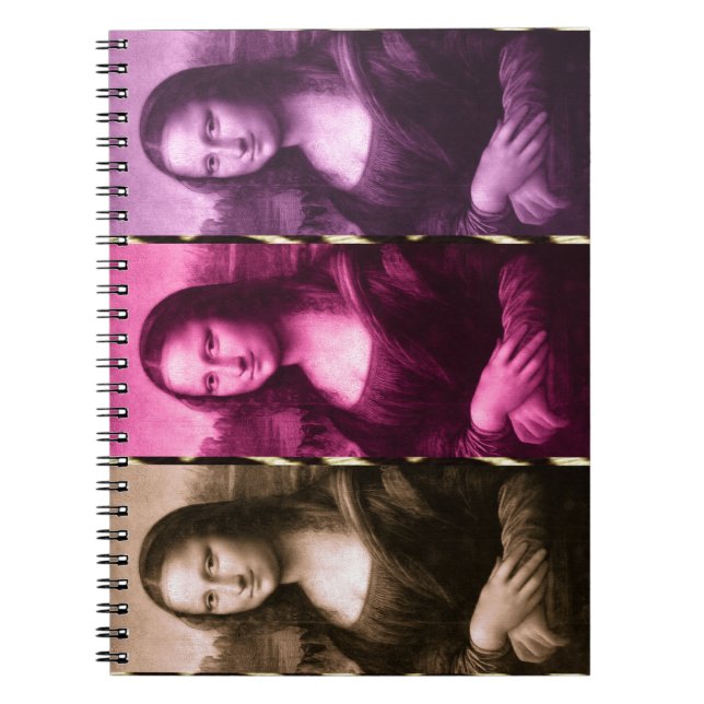Mona Lisa Animal Print Purple Pink Chocolate Notebook (Front)