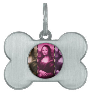 Mona Lisa Animal Print Purple Pink Chocolate Pet ID Tag