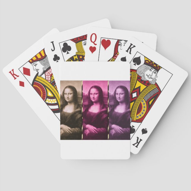 Mona Lisa Animal Print Purple Pink Chocolate Poker Cards (Back)