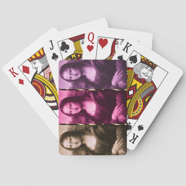 Mona Lisa Animal Print Purple Pink Chocolate Poker Cards (Back)
