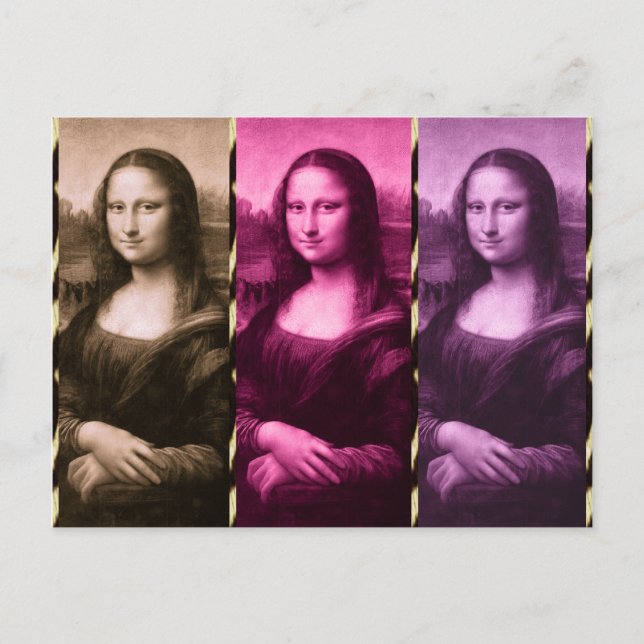Mona Lisa Animal Print Purple Pink Chocolate Postcard (Front)