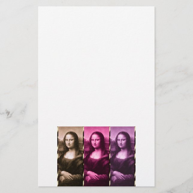 Mona Lisa Animal Print Purple Pink Chocolate Stationery (Front)