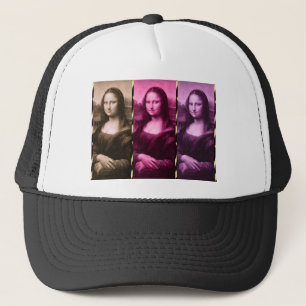 Mona Lisa Animal Print Purple Pink Chocolate Trucker Hat