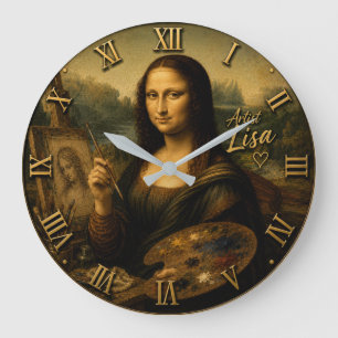 Mona Lisa Artist Funny Fine Art Painter Large Clock