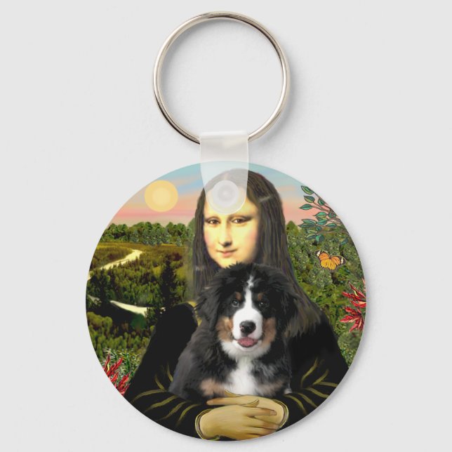Mona Lisa - Bernese Mt Dog Puppy Keychain (Front)
